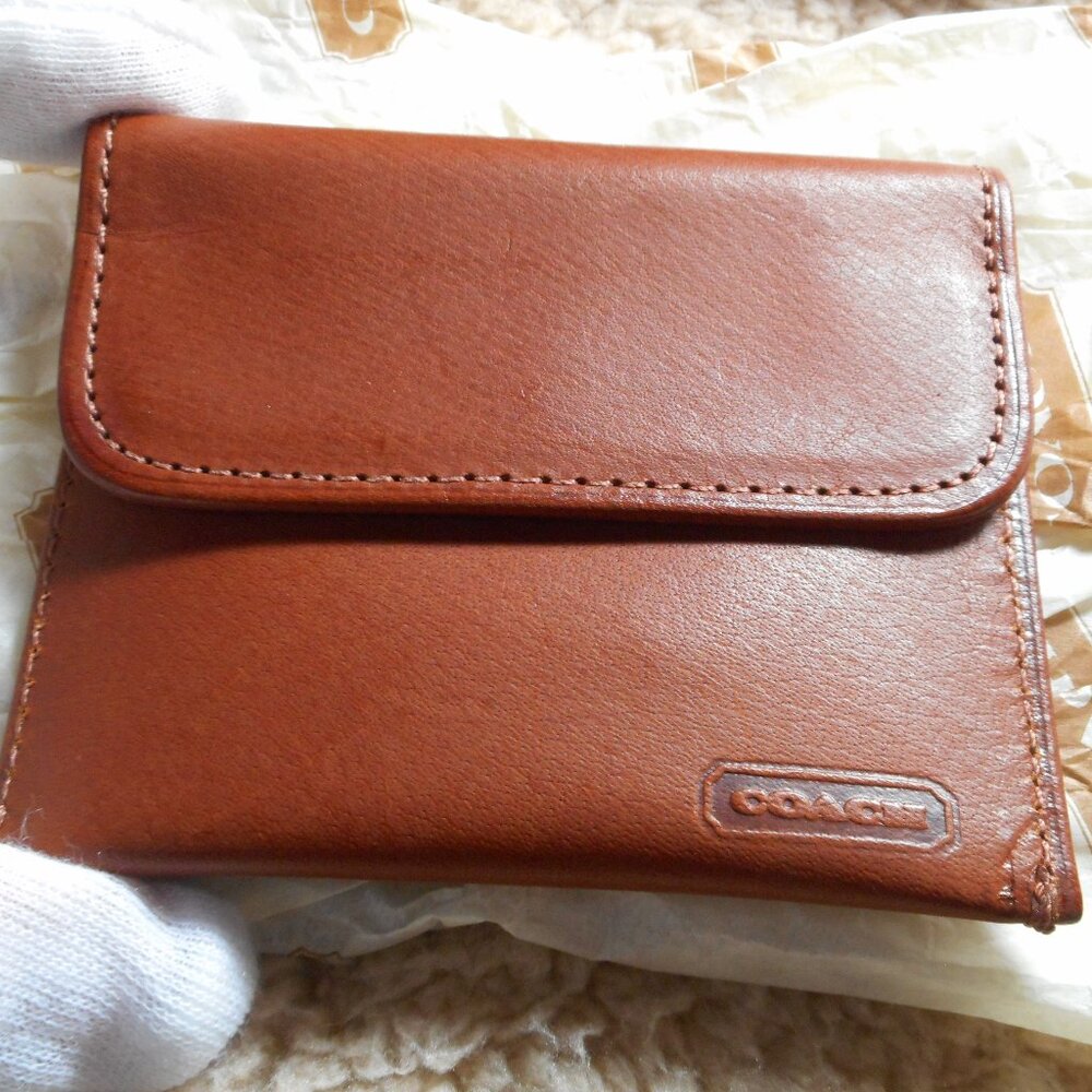 Vintage Coach Flat Coin Case NIB, in British Tan